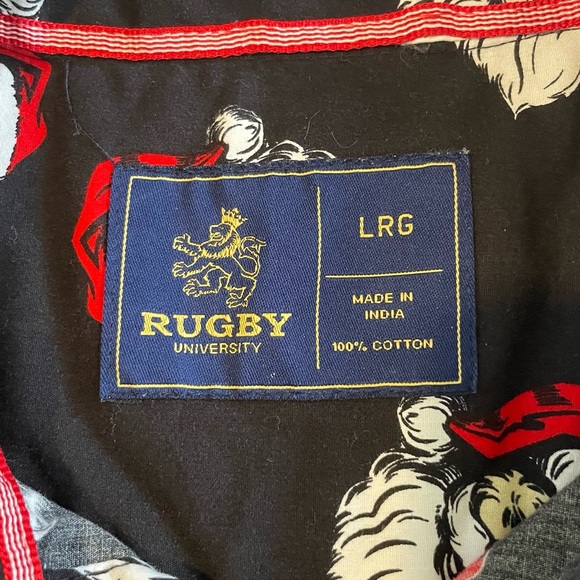 Rugby University Cotton Santa Christmas Button Down Shirt Top Large - Picture 3 of 7